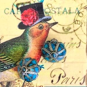 Vintage Artsy Earrings /  Nouveau-style Metal Clip-ons